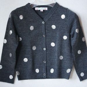 BONPOINT - Grey with Silver Metallic Polka Dots- Fine Wool- Size 3